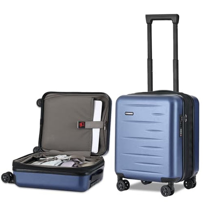 CENSIEN Expandable 16 Inch Underseat Carry On Luggage Airline Approved - color: Navy Blue, size: 16 Inch Underseat EXT