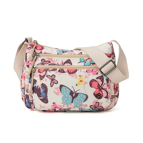Crossbody Bags for Women Waterproof Nylon Shoulder Bag Roomy Multiple Pockets Messenger Purses Handbags - color: Butterfly Print