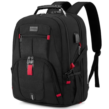 LOVEVOOK Large Laptop Backpack for Men,17.3Inch Heavy Duty Travel Backpack - color: Black, size: 17 inch