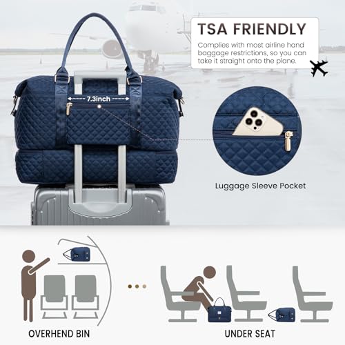 LOVEVOOK Travel Duffle Bag,Weekender Bags for Women with Shoe Compartment - color: Blue-a, size: Large-2 Pcs