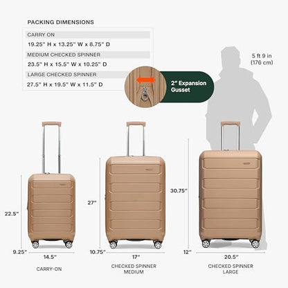 Traveler's Choice Pagosa Hardshell Expandable Luggage with Spinner Wheels, Latte Beige, 30-Inch Large - color: Latte Beige, size: 30-Inch Large