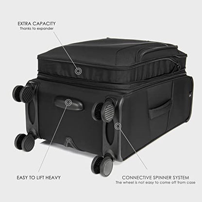 Verage Toledo Carry On Luggage Softside Expandable Suitcase with Spinner Wheel (20-Inch, Black) - color: Black, size: Carry-On 20-Inch