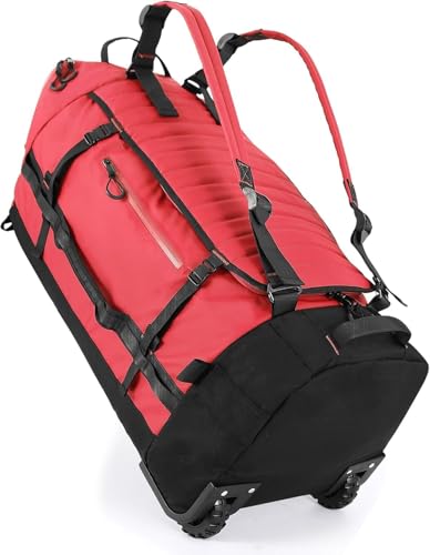 Rolling Duffle Bag with Wheels,86L 30”Carry on Luggage with Wheels,Folding Travel Bag,Duffle Backpack with Separate Shoe Compartment (Red) - color: red, size: 86L duffle bag