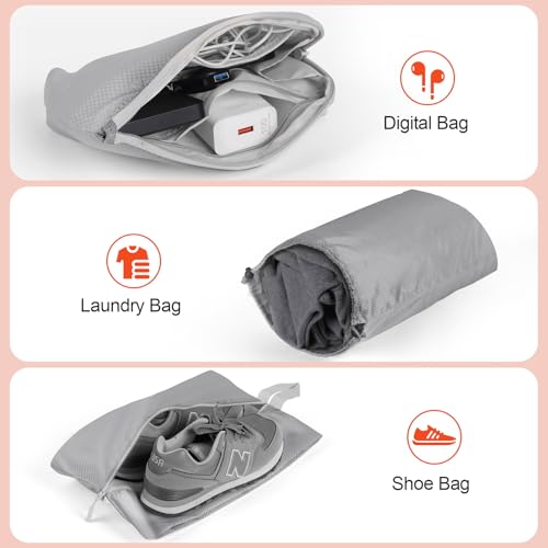 MADIKA 6 Pcs Compression Packing Cubes for Travel, Mesh Window, Gray - color: Gray