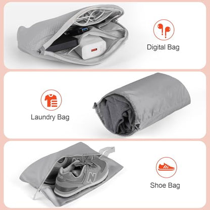 MADIKA 6 Pcs Compression Packing Cubes for Travel, Mesh Window, Gray - color: Gray