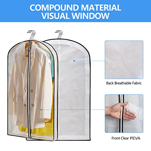 MsKitchen Clear Plastic Hanging Clothes Bags with 4" Gusseted Garment Bags for Storage, Suits, Coats, Sweaters, Shirts - 24" x 40" x 4"",3 Pack - size: 24"x40"x4"/ 3 Pack