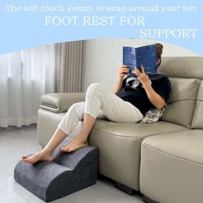 Foot Rest for Under Desk at Work.Multifunctional 3-Tier Foot Stool - color: Dark Grey