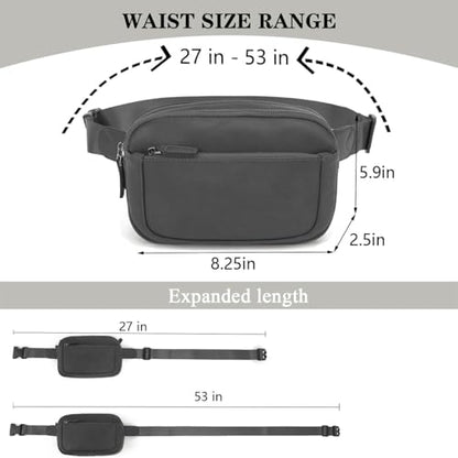 Fanny Packs for Women, Large Vegan Leather Waterproof Belt Bag, Gray - color: Grey