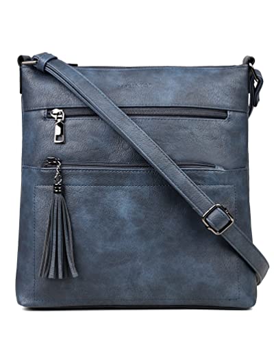 MASINTOR Crossbody Purses for Women, Multi Pocket Crossbody Bag - color: Blue Gray