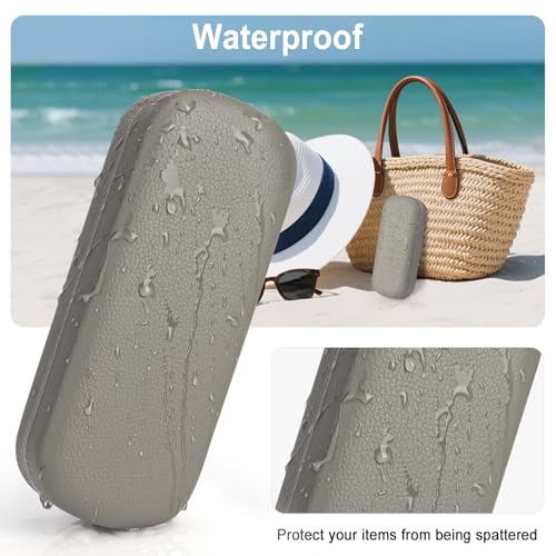 RayLove Glasses Case Hard Shell Eyeglass Case with Cleaning Cloth, PU Leather Protective Eye Glass Cases Fits Most Sunglasses - color: Grey