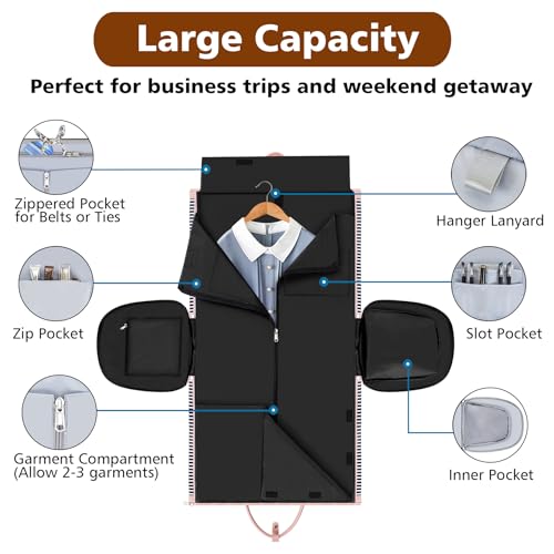 Convertible 2-in-1 Garment Bags for Travel with Waterproof Shoe Compartment - color: Black White Stripe