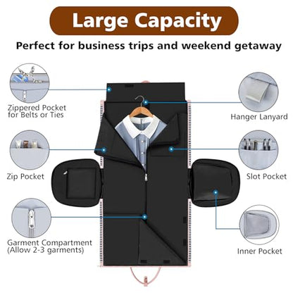 Convertible 2-in-1 Garment Bags for Travel with Waterproof Shoe Compartment - color: Black White Stripe