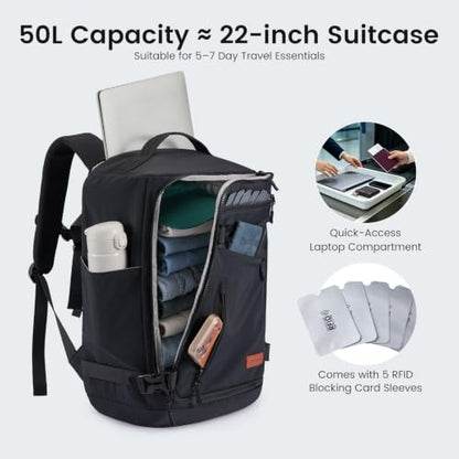 LOVEVOOK Travel Backpack for Women Men, Airline Approved Carry On Luggage - color: Apricot
