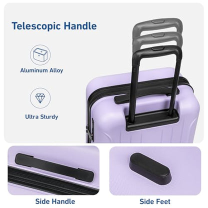 KYME 24-Inch Medium Luggage Checked TSA Approved Suitcase,24",Light Purple - color: Light Purple, size: 24" Checked