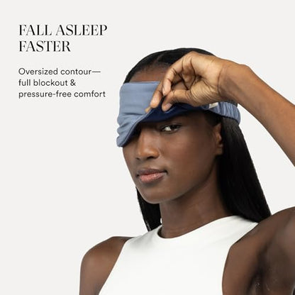 Mulberry Silk Sleep Mask by Clementine, Blue Silver Ion Blackout Eye Mask - color: Blue Lagoon