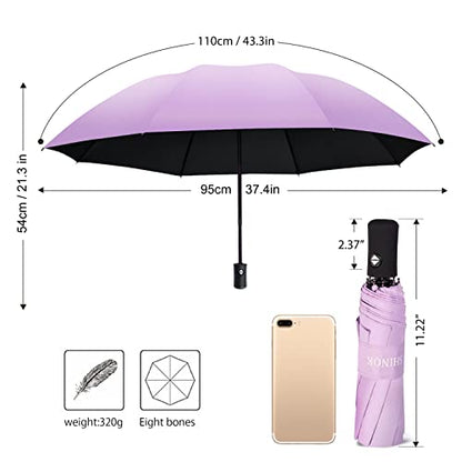 Shinok Travel Umbrella Compact Folding Sun Umbrellas Lighweight Auto Open Close for Women Parasol - color: Purple