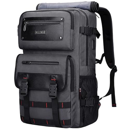 WITZMAN Travel Backpack for Men Duffle Bags Fits 17 Inch Laptop - color: Silvery Grey