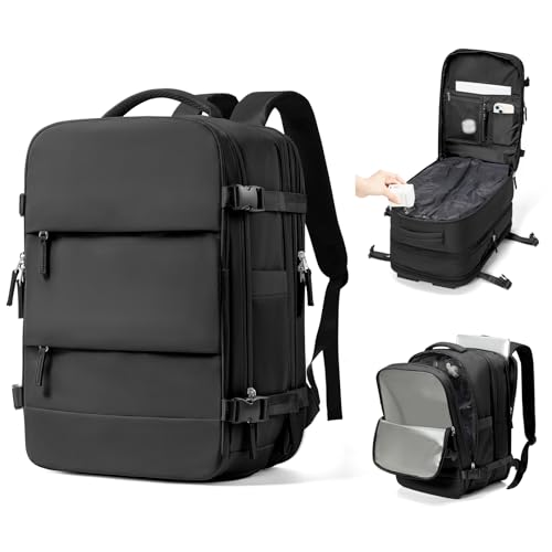 Vacuum Backpack Travel with Pump, Expanded Vacuum Travel Backpack for Women Men, Compression Carry On Luggage Personal Item Vacpack Backpacks Black - color: Black