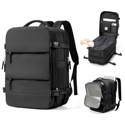 Vacuum Backpack Travel with Pump, Expanded Vacuum Travel Backpack for Women Men, Compression Carry On Luggage Personal Item Vacpack Backpacks Black - color: Black