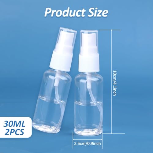 GANPUB 2 Pcs Spray Bottles Clear Plastic Spray Bottles Small Spray Travel Size Fine Mist Perfume Bottle Refillable Mini Empty Spray Bottle for Perfume Hair Travel Refillable Containers（1oz/30ml ）