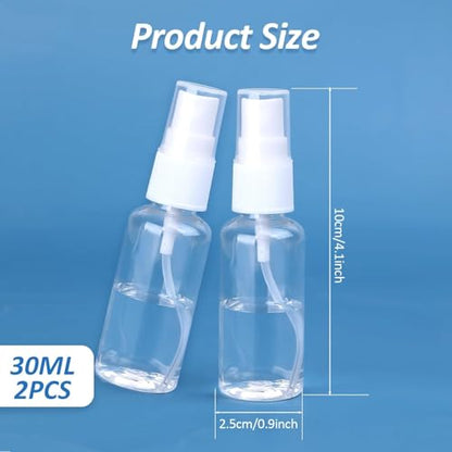 GANPUB 2 Pcs Spray Bottles Clear Plastic Spray Bottles Small Spray Travel Size Fine Mist Perfume Bottle Refillable Mini Empty Spray Bottle for Perfume Hair Travel Refillable Containers（1oz/30ml ）
