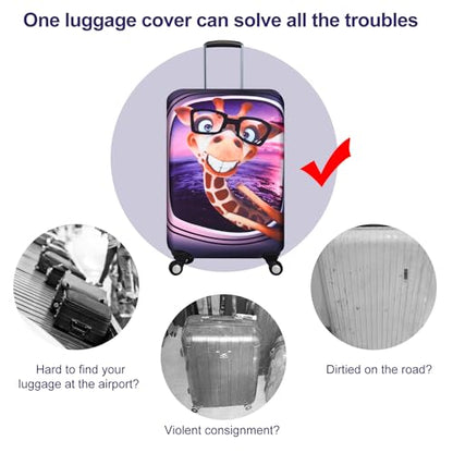 3D Print Design Travel Suitcase Protector Trolley Case Cover 19"-30" Sleeve (L(Fits to 26"-28" Trolley Case), Giraffe(New Version)) - color: Giraffe(New Version), size: L(Fits to 26"-28" Trolley Case)