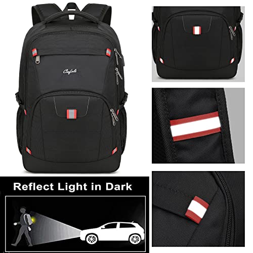 CAFELE 17.3 inch Laptop Backpack,Large Backpack Computer Bookbag Rucksack with USB Charging Port,Water Resistant Sturdy Backpack for Business College School Travel,Men Women Casual Daypack,Black - color: Black