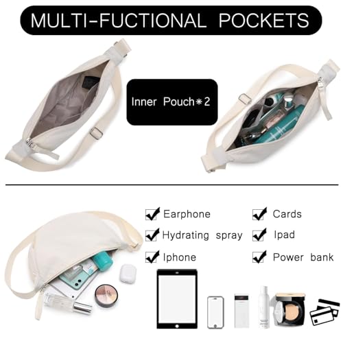 BESMART Small Nylon Crescent Crossbody Bag for Women Men Trendy, Waterproof Crescent Sling, Lightweight Travel Purses - color: Panda Print, size: Small