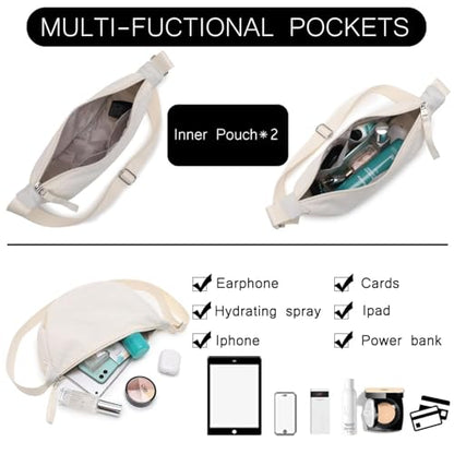 BESMART Small Nylon Crescent Crossbody Bag for Women Men Trendy, Waterproof Crescent Sling, Lightweight Travel Purses - color: Panda Print, size: Small
