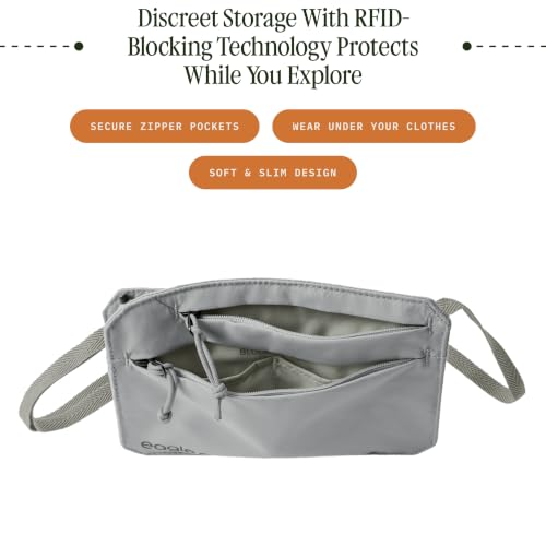 Eagle Creek Undercover RFID Neck Wallet – Lightweight Travel Security with RFID Blocking – Hidden, Adjustable Strap - color: 367 Storm Grey