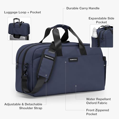 Traveler's Choice Wanderbout 27L Duffel Bag for Travel - color: Navy