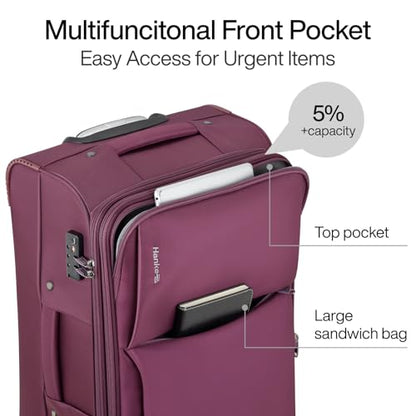Hanke Carry On Luggage 22x14x9 Airline Approved with Garment Compartment - color: Purple, size: 20 Inch Carry on