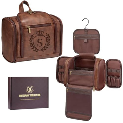 Thoughtful Christmas Mens Gifts for Him Large Hanging Toiletry Bag S - color: Cognac, style: S