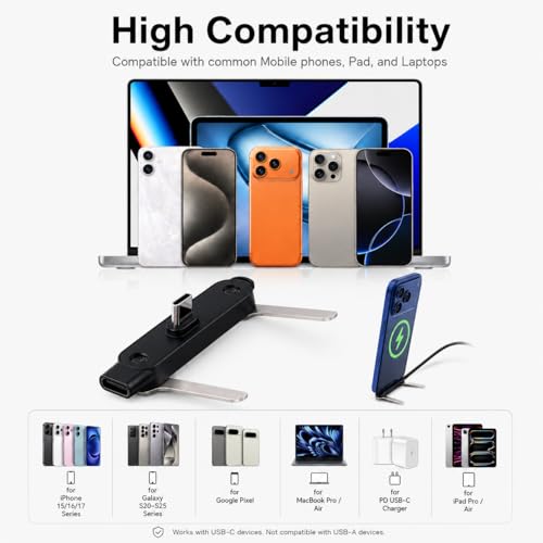 240W USB C to USB C Invisible Charging Cable with Foldable Stand - color: Orange&Blcak,2Pcs