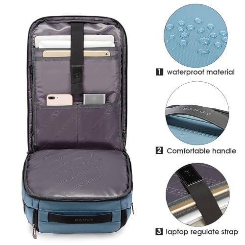 BANGE Business Smart Backpack Waterproof fit 15.6 Inch Laptop Backpack with USB Charging Port,Travel Durable Backpack - color: Light Blue, size: Medium