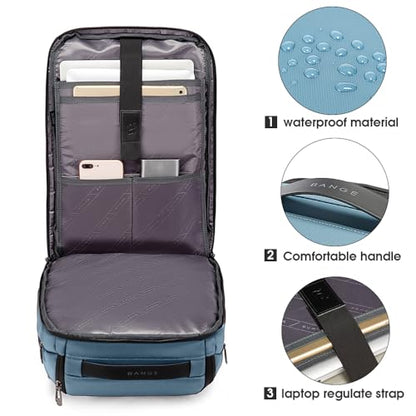 BANGE Business Smart Backpack Waterproof fit 15.6 Inch Laptop Backpack with USB Charging Port,Travel Durable Backpack - color: Light Blue, size: Medium