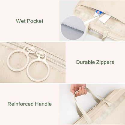 SUNUP Hanging Suitcase Organizer for Travel, 5 in 1 Packing Cube, Beige - color: Beige