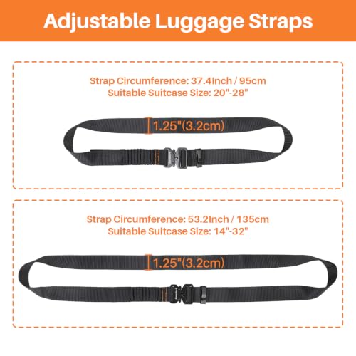 Luggage Connector Straps 2 Pack, Luggage Strap for Suitcases - size: Medium