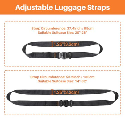 Luggage Connector Straps 2 Pack, Luggage Strap for Suitcases - size: Medium