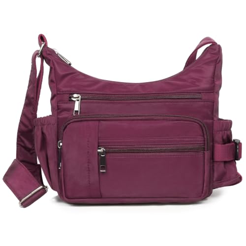 VOLGANIK ROCK RFID Anti Thief Crossbody Bag for Women Waterproof Shoulder Bag Messenger Bag Casual Nylon Purse Handbag - color: Red