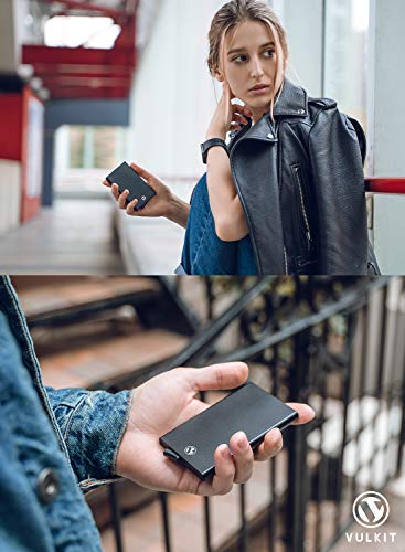 VULKIT Pop Up Wallet, Slim Minimalist Credit Card Holder For Men and Women RFID Blocking Mini Metal Case Red - color: red