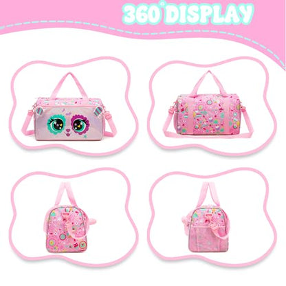 Kids Luggage with Wheels Suitcases Travel Softside Suitcases 16" Carry on Suitcase with Duffle Bag Luggage Sets Airline Approved - color: Pink