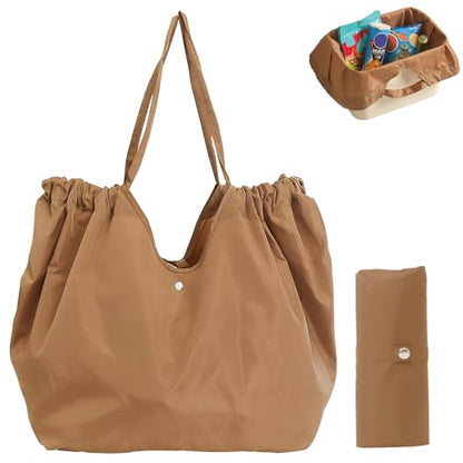 Reusable Grocery Bags,Reusable Shopping Bags,Folding Bags Totes,Stretchable and shrinkable shopping bag for Groceries - color: Khaki