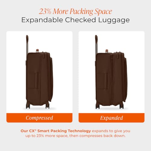 Briggs & Riley Baseline Checked Medium 26 Inch Softside Spinner, Chocolate - color: Chocolate, size: 26" Checked