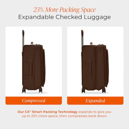 Briggs & Riley Baseline Checked Medium 26 Inch Softside Spinner, Chocolate - color: Chocolate, size: 26" Checked