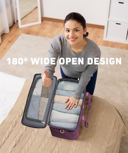 Weekender Bags for Women, Wide Open Large Travel Duffle Bag with Shoe Compartment, Overnight Carry on Bag Personal Item Travel Bag with Wet Pocket (Dark Purple) - color: 3-Dark Purple, size: Large