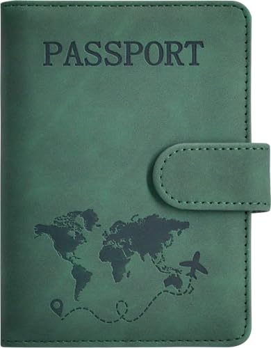 Passport Holder Cover Wallet Case RFID Blocking Card Slot Travel Essentials - color: Green