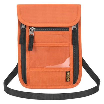 Neck Wallet Lightweight RFID Blocking Waterproof Travel Pouch Passport Wallets for Women Men - color: B-Orange