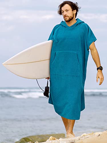 SUN CUBE Surf Poncho Changing Robe with Hood, Wetsuit Changing Hooded Towel - color: Sea Blue