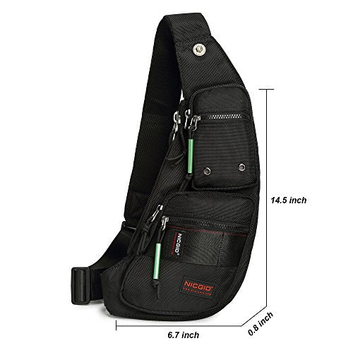 NICGID Sling Bag Chest Shoulder Backpack Crossbody Daypack for Men Women - color: Black-2854